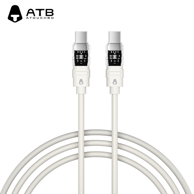 《ATB》60W C to C透明彩色矽膠線_1.2m_牛奶白