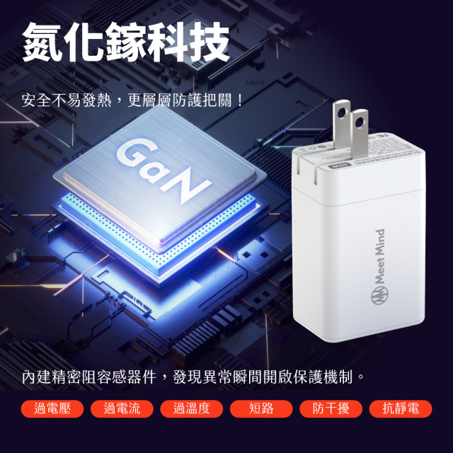 (組合商品)快充組合包: Meet Mind 65W-GaN氮化鎵超快速充電器 + O-MagCable C to C 60W磁性快收納充電線(1.5m)